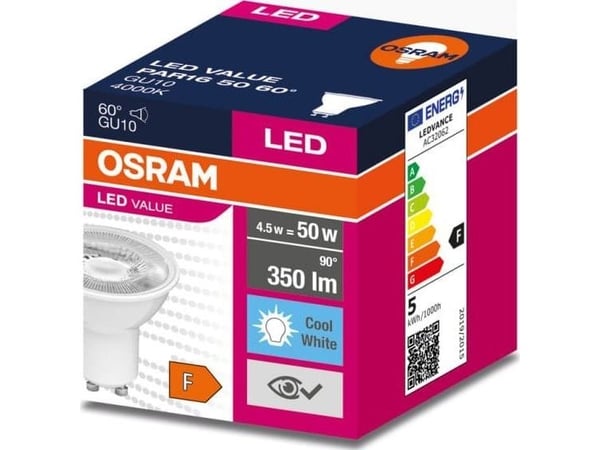 Ledvance LED-pære GU10 VALUE PAR16 50 60 4,5W/840 230V 4058075599116