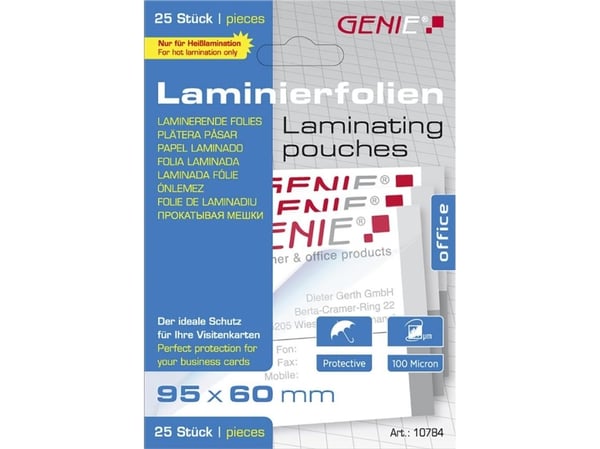GENIE Laminiertaschen 25 i Visitenkartenformat - Folien