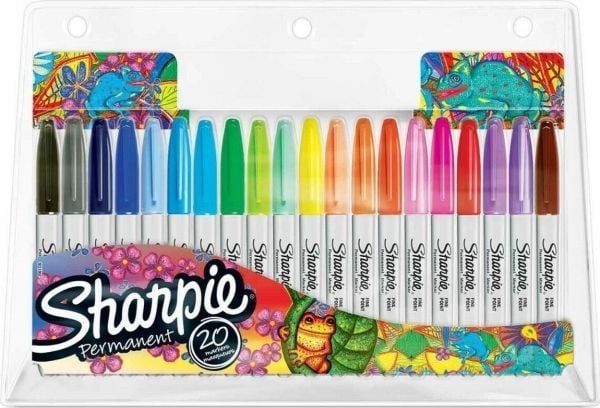 Marker Sharpie Fine 1,0 mm permanent med 20 stk. ass. farver