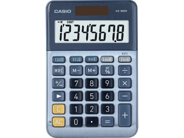 Bordsräknare Casio MS-88EM, blå, 8 siffror