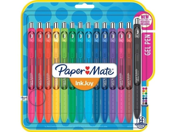 PAPER MATE geelikynä InkJoy Gel M 14er sw/bl/rt/vihreä/limet Blisteri