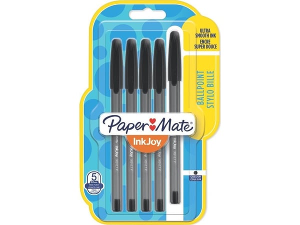 Papermate InkJoy 100ST, Klips, Tynn spiss, Sort, 5 stykker, Fint