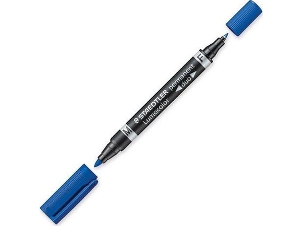 STAEDTLER Lumocolor duo - Dobbeltspids-markör - permanent - blå - 1,5 mm / 0,6 mm - medium / fin