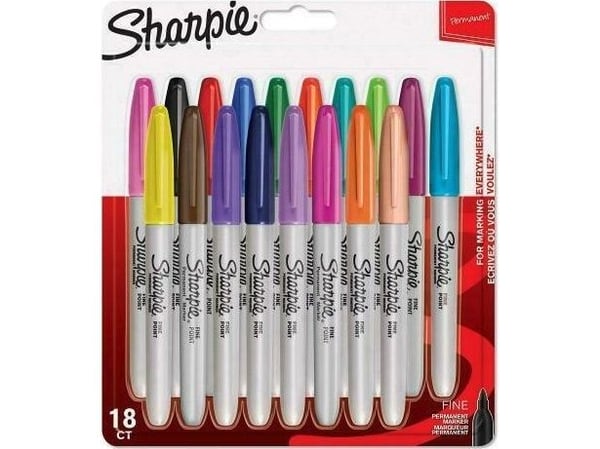 Sharpie Fine, 18 styck, Multifärg, Fin spets, Grå, Multifärg, Rund, Fin