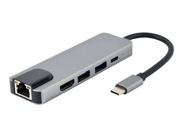 Cablexpert A-CM-COMBO5-04 - Dokkingstasjon - USB-C 3.1 - HDMI - 100Mb LAN