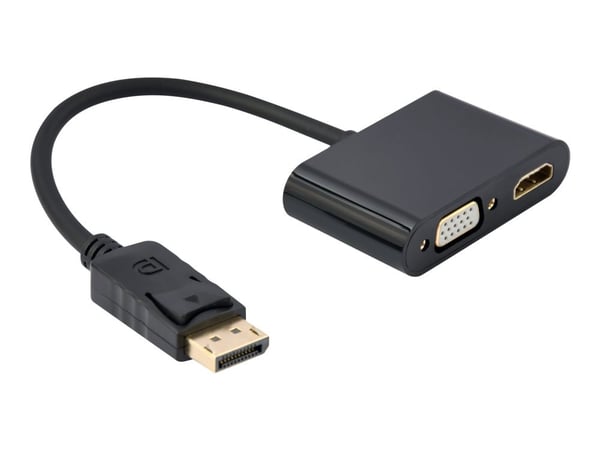 Cablexpert - Video adapter - DisplayPort hann til HDMI, VGA Adapter - 10 cm - svart - 4K 60Hz støtte, 1080p-støtte 60 Hz (VGA)