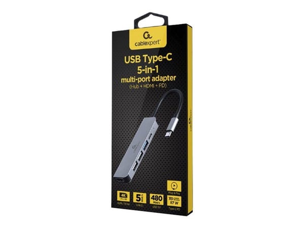 Cablexpert A-CM-COMBO5-03 - Dokkingstasjon - USB-C 3.1 - HDMI - 1GbE