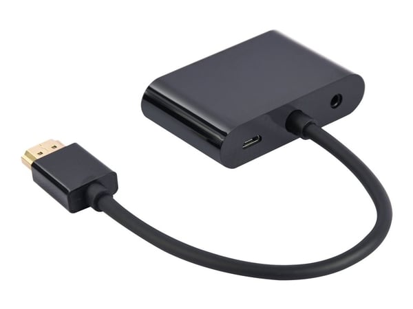 Cablexpert - Video adapter - HDMI, USB-C, 3,5 mm telefonjakk hann til HD-15 (VGA), HDMI hunn - 15 cm - 1080p-støtte 60 Hz (VGA), 4K30Hz (HDMI)
