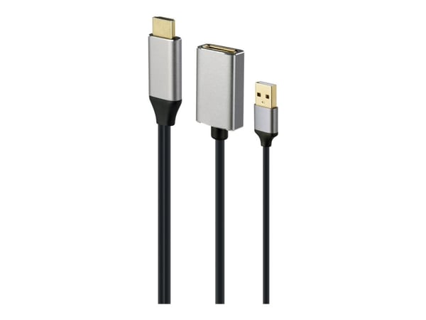 Cablexpert - Video adapter - HDMI hann til USB (kun strøm), DisplayPort - 10 cm - svart - aktiv, 4K 60Hz støtte