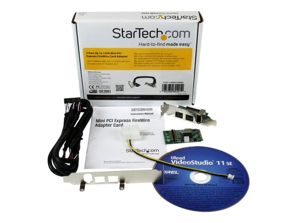StarTech.com 3 Port 2b 1a 1394 Mini PCI Express FireWire-kortadapter - FireWire-adapter - PCIe Mini-kort - FireWire 800 - 2 porter + 1 x FireWire -...