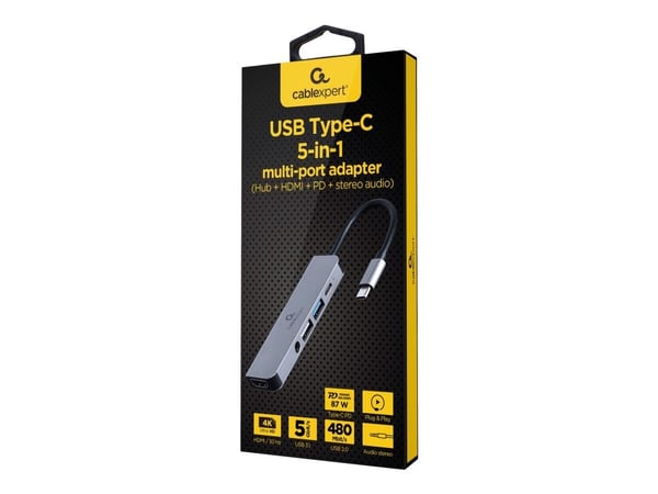 Cablexpert A-CM-COMBO5-02 - Dokkingstasjon - USB-C 3.1 - HDMI - 1GbE
