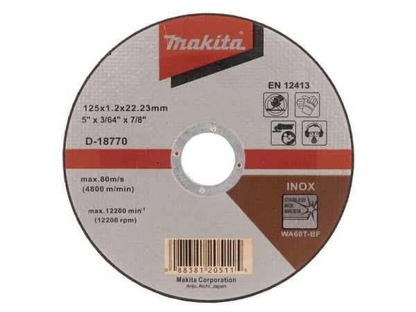 Makita kappeskive for rustfritt stål INOX - 125x22,2x1,2 mm (D-18770)