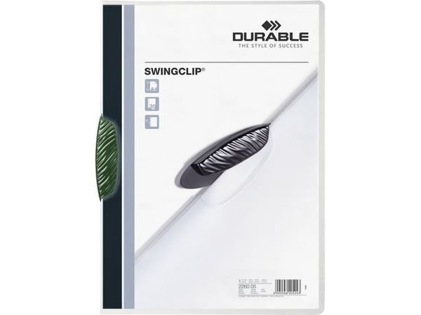 DURABLE SWINGCLIP - Klipsfil - for A4 - kapasitet: 30 ark - transparent med grønn klips