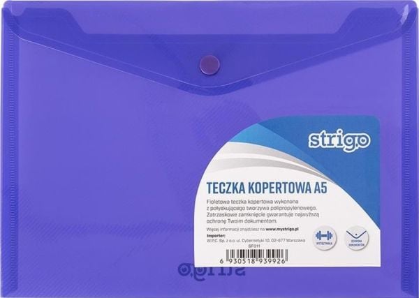 Strigo PP kirjekuorikansio A5 vaakasuora violetti SF011 STRIGO STRIGO
