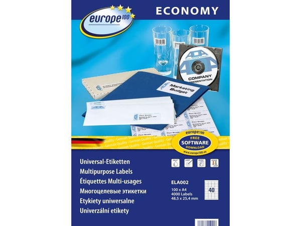 Biurfol LABELS A4 by AVERY ECONOMY 48,5 x 25,4 MM 4000 ETIKETTER