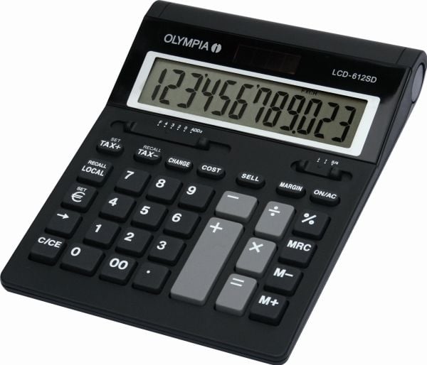 Olympia LCD 612 SD, Desktop, Grunnleggende, 12 sifre, 1 linjer, Sort