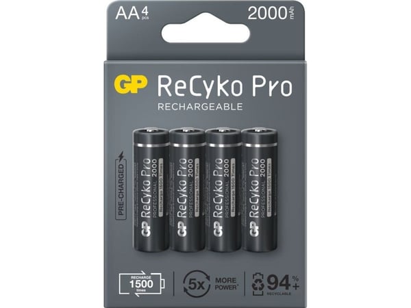 GP Batteries B22204, Laddningsbart batteri, AA, Nickel-metallhydrid (NiMH), 1,2 V, 4 styck, 2000 mAh