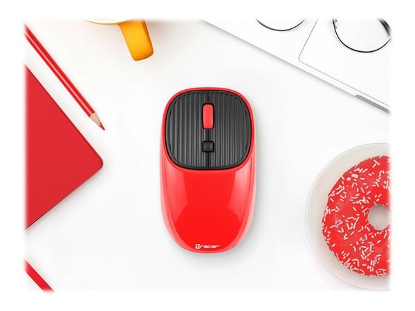 Tracer Wave - Mus - optisk - 4 knapper - trådløs - 2.4 GHz - USB trådløs mottaker - rød