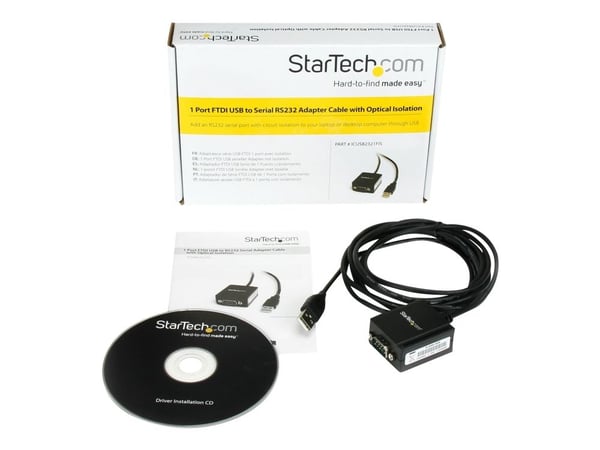 Startech USB to Serial Adapter - Optical Isolation - USB Powered - FTDI USB to Serial Adapter - USB to RS232 Adapter Cable (ICUSB2321FIS) - Seriell...