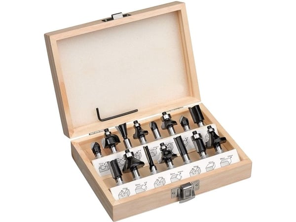 Einhell HM cutter set, 15 pieces, for routers (shank 8mm)