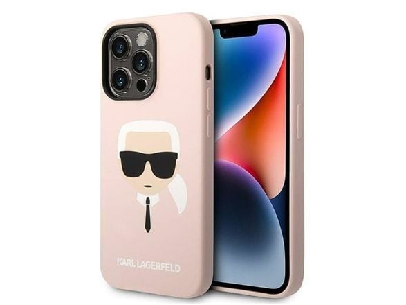 Karl Lagerfeld Silikoni ikoninen Karl`s Head MagSafe - iPhone 14 Pro Case (vaaleanpunainen)