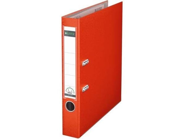 LEITZ 180 graders mappe, DIN A4, 52 mm, lys rød farget pappomslag, laminert med PP film, - 1 stk (1015-00-20)