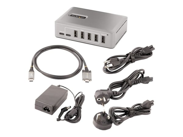 StarTech.com 10 portin USB-C-keskitin, 8x USB-A + 2x USB-C, omakäyttöinen 65W virtalähteellä, USB 3.1 10Gbps keskitin BC1.2 latauksella, pöytä-/kan...