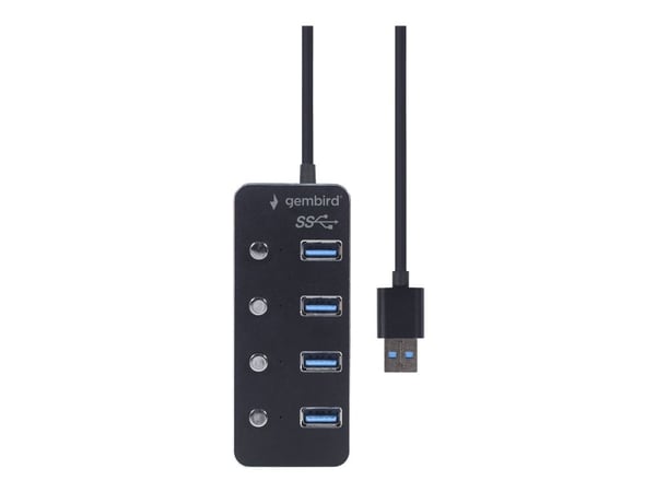 Gembird - Hub - powered, with switches, black - 4 x USB 3.1 Gen 1 - stasjonær