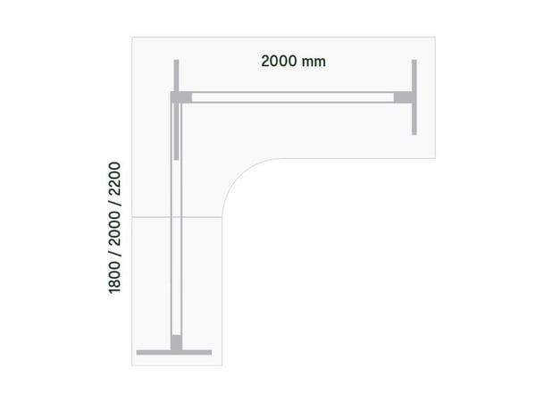 Hæve-sænkebord DNA, Antracit 2000x1800 mm Venstre 3-ben/Sort