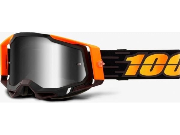 100% briller 100% RACECRAFT 2 COSTUME 2 (sølv speillinse Anti-Fog, LT 25%+/-5% + klar Anti-Fog-linse, LT 88%-92% + 10 riveskjerm) (NY)