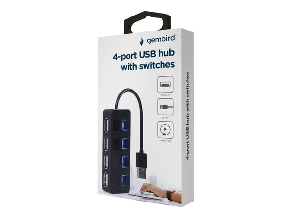 Gembird UHB-U2P4-05 - Keskitin - 4 x USB 2.0 - pöytätietokoneet