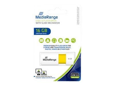 MediaRange - USB flash-enhet - 16 GB - USB 2.0 - vit, gul