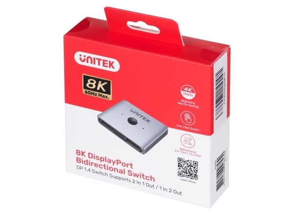 Unitek V1609A - Videonjakaja/kontakti - kaksisuuntainen - 2 x DisplayPort - työpöytätietokoneet