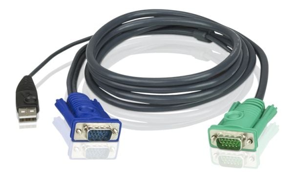 Aten 2L-5203U, 3 m, USB, USB, VGA, Sort, VGA