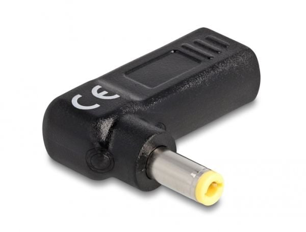Delock - Strømadapter - USB-C (hunn) til 5,5 x 2,5 mm DC-jakk (hann) - 19 V - 3 A - vinklet - svart