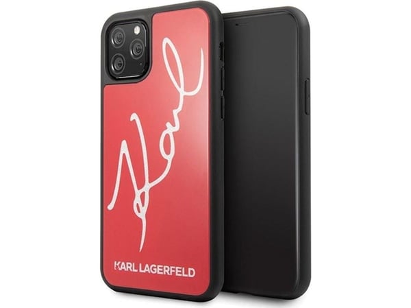 Karl Lagerfeld iPhone 11 Pro Max KLHCN65DLKSRE Red Hard Case Signature Glitter