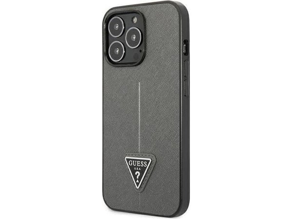 Guess Saffiano Triangle Logo-fodral för iPhone 13 Pro Max 6,7" - silver
