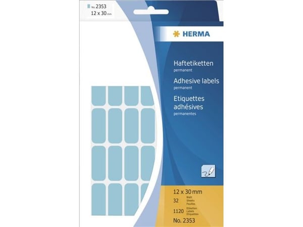 HERMA - Permanent selvklebende - blå - 12 x 30 mm 1120 etikett(er) (32 ark x 35 etiketter)