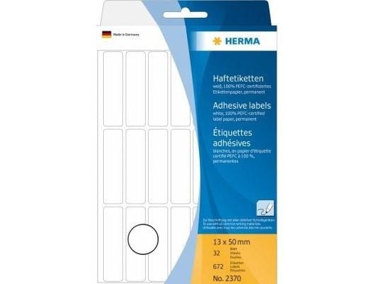 HERMA - Permanet adhesiv - hvit - 13 x 50 mm 672 etikett(er) (32 ark x 21) merkelapper