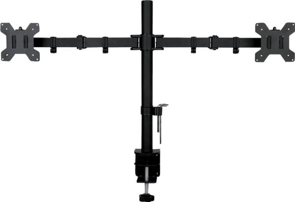 ART L-02N - Monteringssett - justerbar arm - for 2 LCD-skjermer - metall - svart pulverjakke - skjermstørrelse: 13"-27" - skrivebordsmonterbar