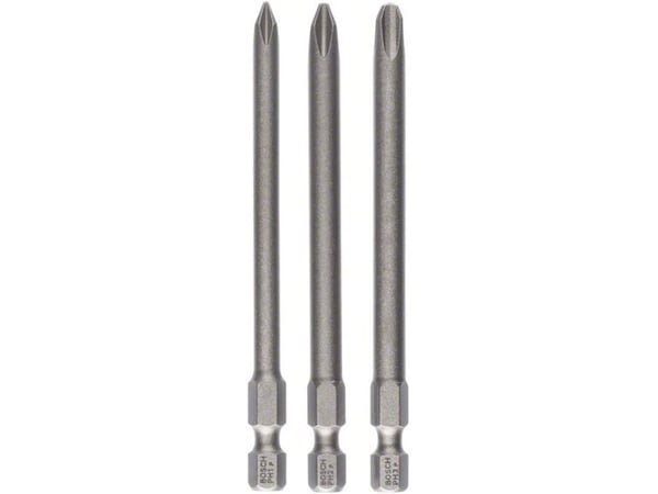 Bosch Extra Hard - Bor - for rustfritt stål, bløtt tre - 3 deler - PH1, PH2, PH3 - heksagonal - lengde: 89 mm
