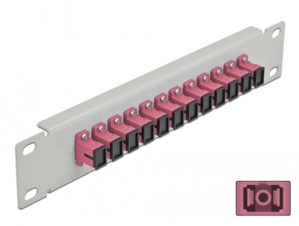 Delock - Koblingspanel - rackmonterbar - SC MM X 12 - grå, fiolett - 1U - 10"