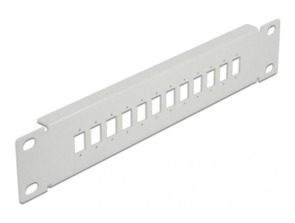 Delock - Pluggbord (blankt) - rackmonterbar - grå - 1U - 10" - 12 porter