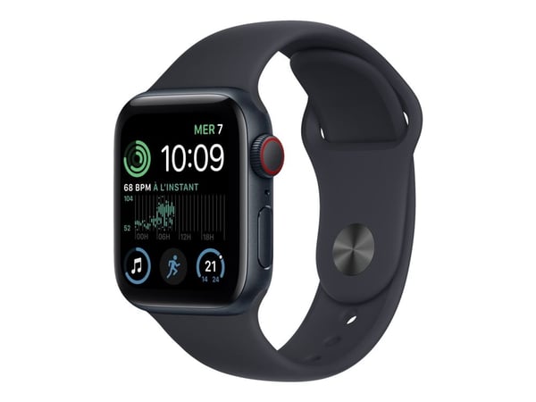 Apple Watch SE (GPS + Cellular) - 2. generasjon - 40 mm - midnattsaluminium - smartklokke med sportsbånd - fluorelastomer - midnatt - båndbredde: R...