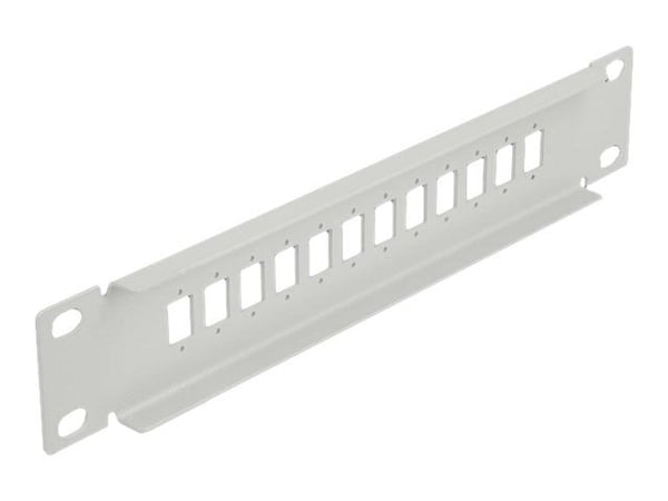 Delock - Pluggbord (blankt) - rackmonterbar - grå - 1U - 10" - 12 porter