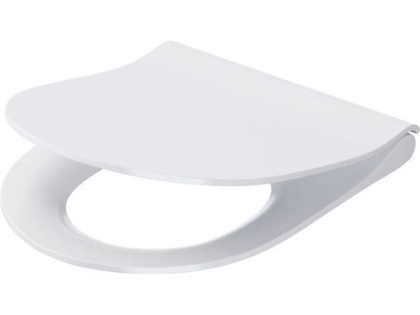 Cersanit City oval slim, Avlang, Hardt toalettsete, Hvit, Duroplast, 360 mm, 442 mm