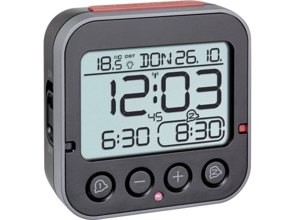 TFA-Dostmann Bingo 2.0, Digital vekkerklokke, firkant, Sort, Plast, -10 - 50 °C, Knapper
