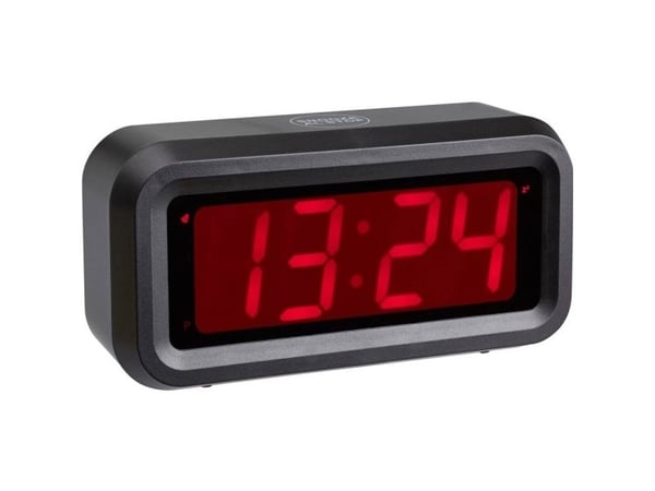 TFA-Dostmann 60.2024.10, Quartz-väckarklocka, Rektangel, Antracit, Plast, Batteri, AA