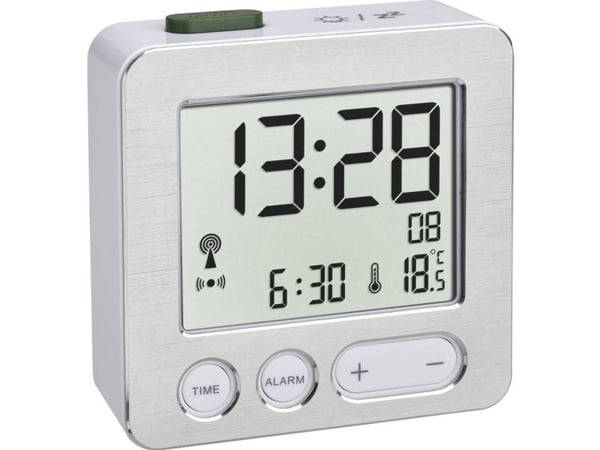 TFA 60.2545.54 digital vekkerklokke - rektangulær - sølv - plast - -9 til 50 °C - F