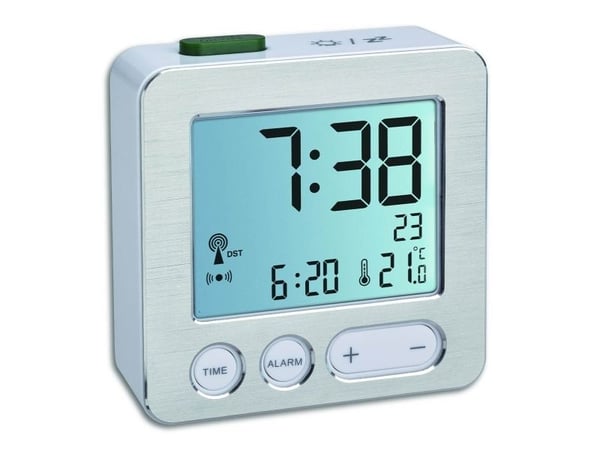 TFA 60.2545.54 digital vekkerklokke - rektangulær - sølv - plast - -9 til 50 °C - F